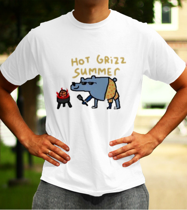 Hot Grizz Summer Sunglasses Bear Grilling Basketball On Fire T-Shirt