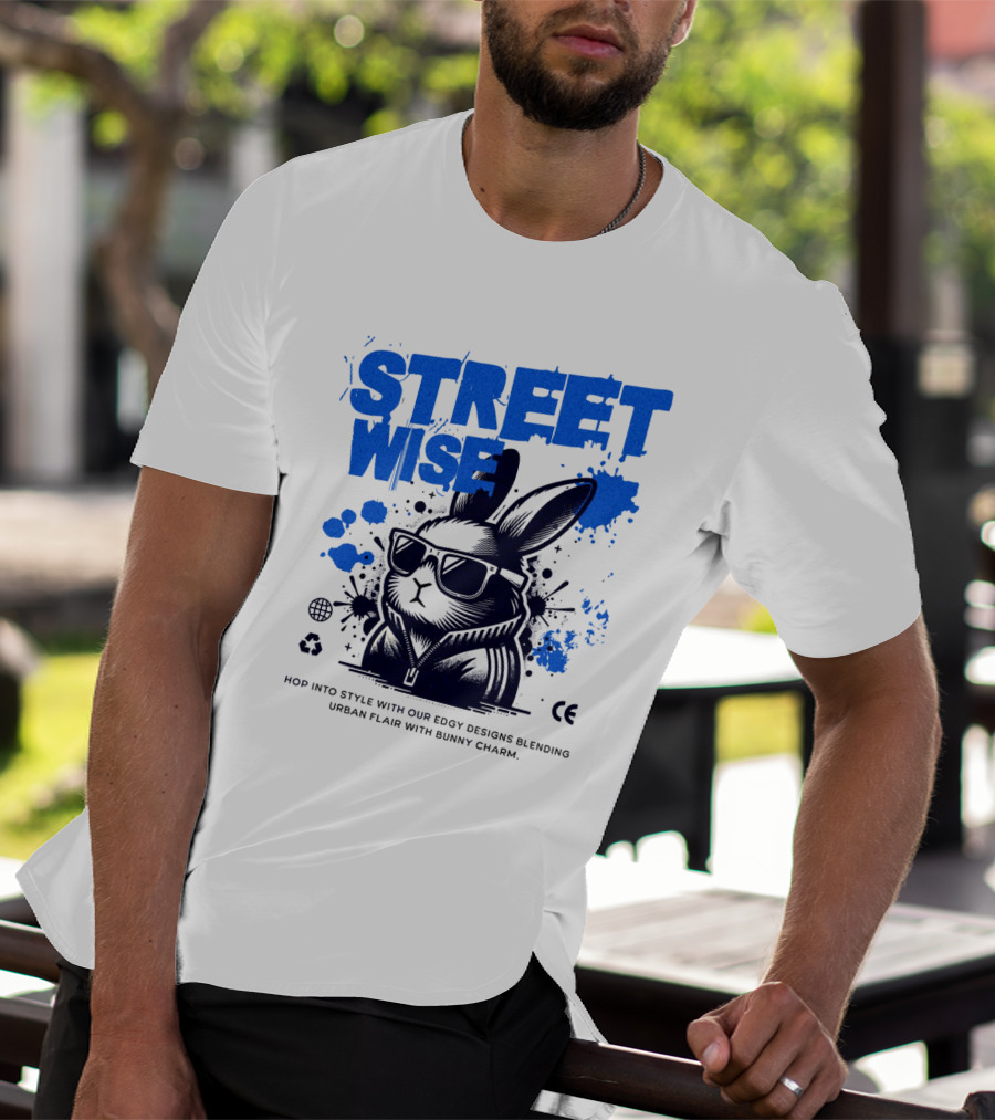 STREET WISE Urban Flair Bunny Charm Hip Hop T-Shirt