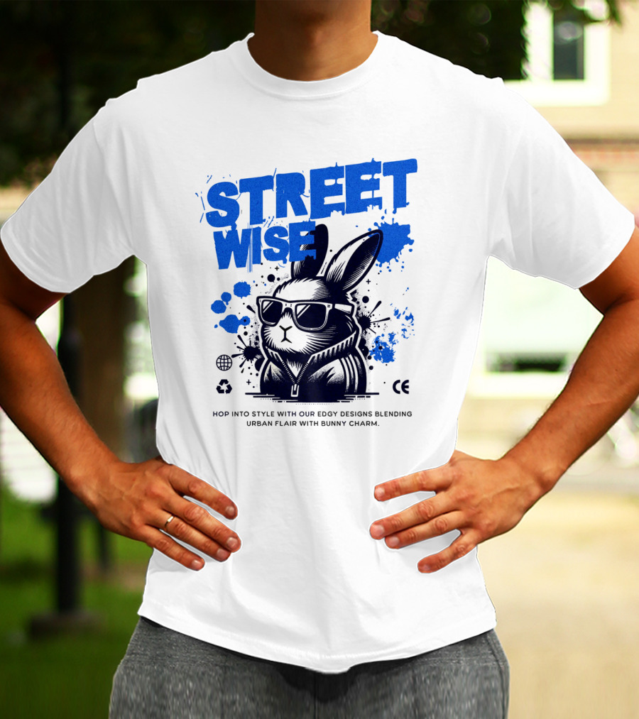 STREET WISE Urban Flair Bunny Charm Hip Hop T-Shirt