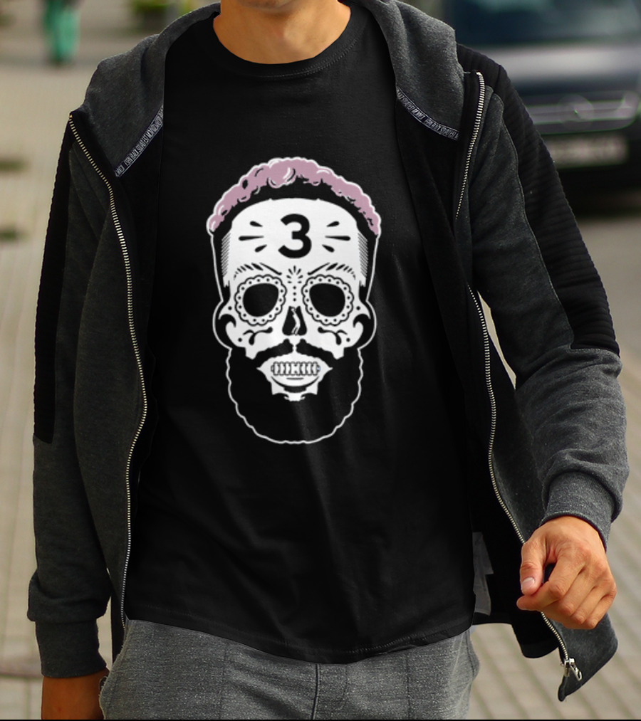 Sugar Skull Pink Edition Number 3 Bearded T-Shirt