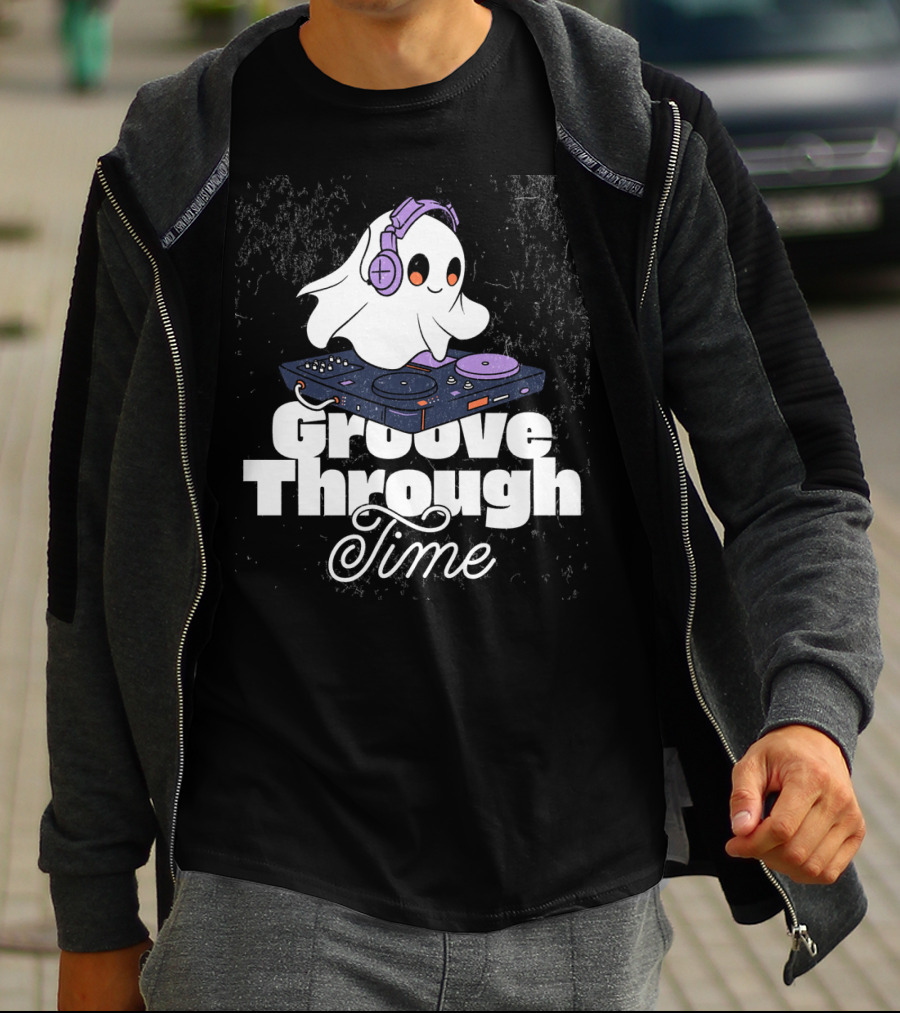 Groove Through Time Ghost DJ On Turntable T-Shirt