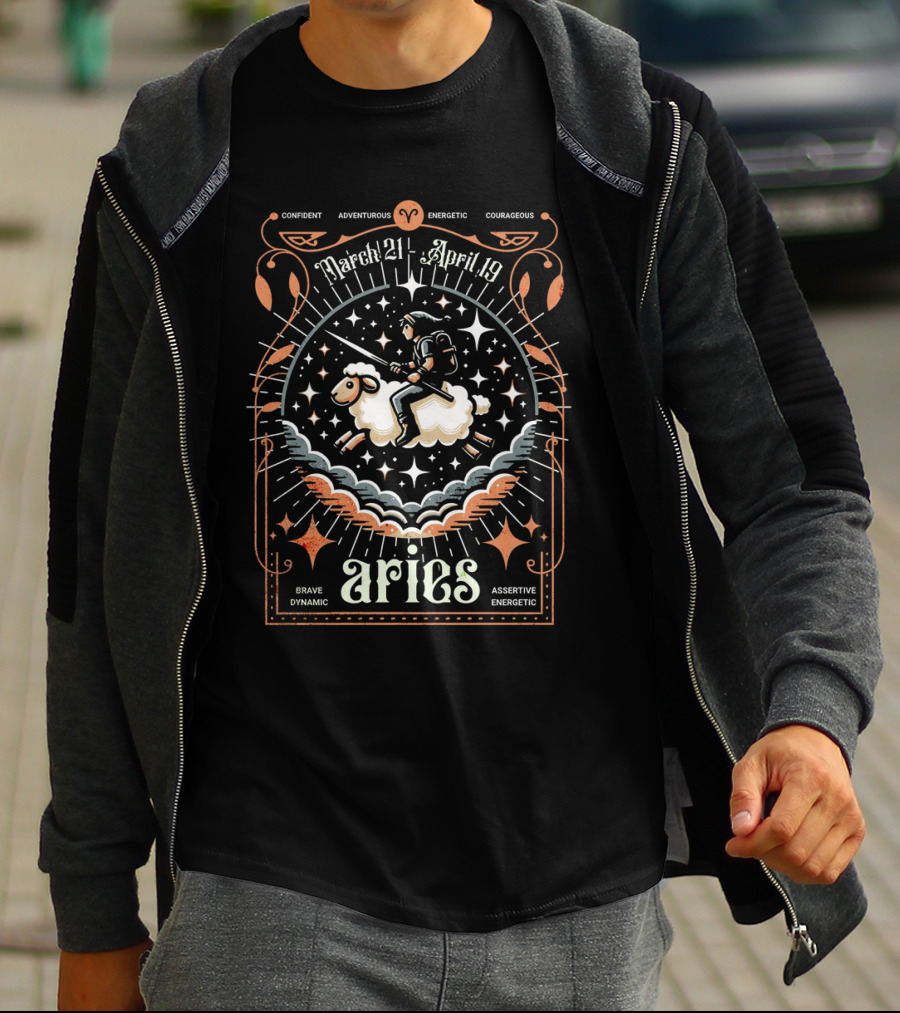 Confident Adventurous Aries Zodiac March 21 April 19 Energetic Courageous Brave Dynamic Assertive Energetic T-Shirt