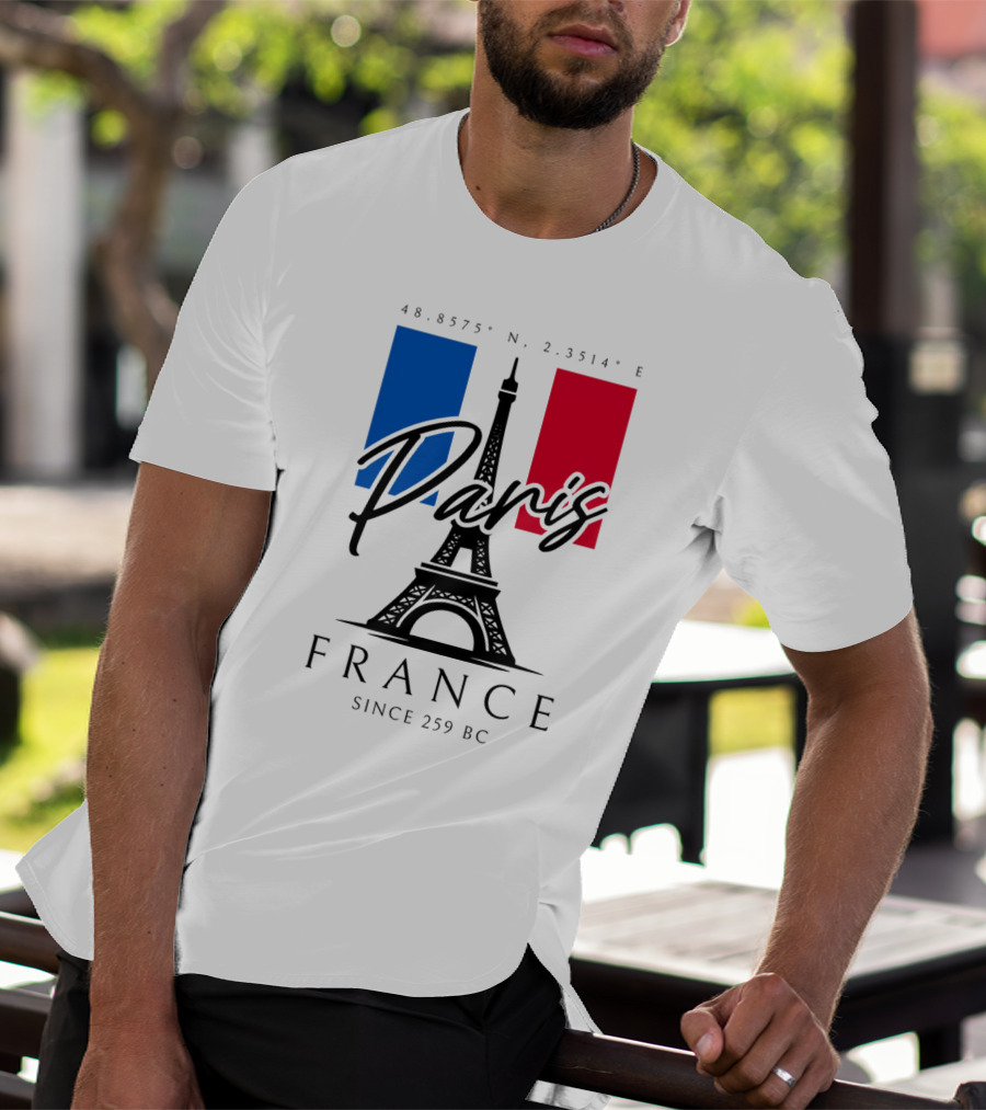 Paris France Eiffel Coordinates Since 259 BC T-Shirt