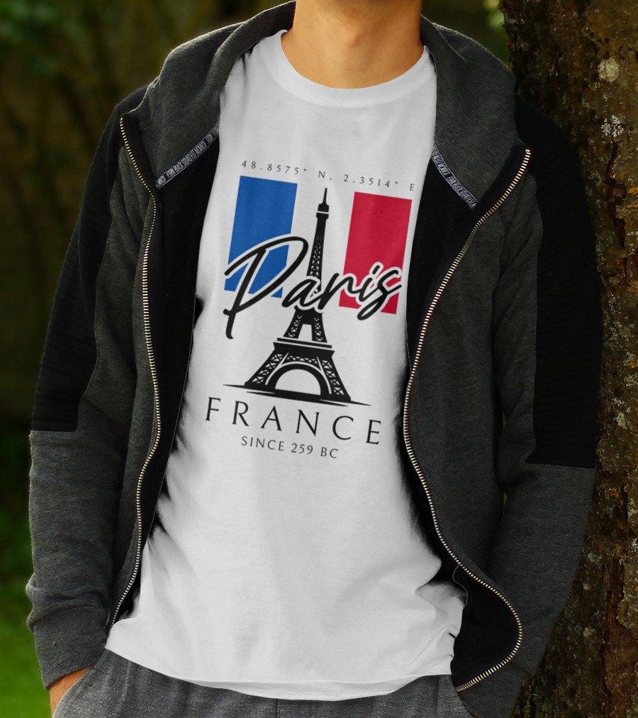 Paris France Eiffel Coordinates Since 259 BC T-Shirt