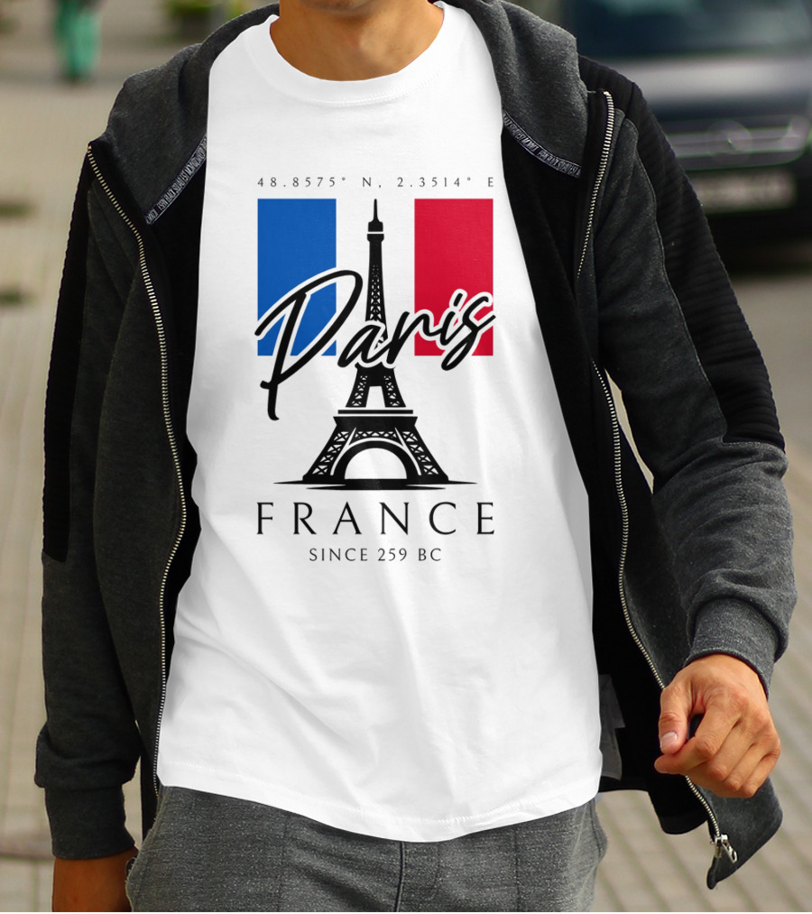 Paris France Eiffel Coordinates Since 259 BC T-Shirt