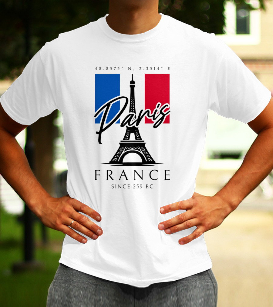 Paris France Eiffel Coordinates Since 259 BC T-Shirt