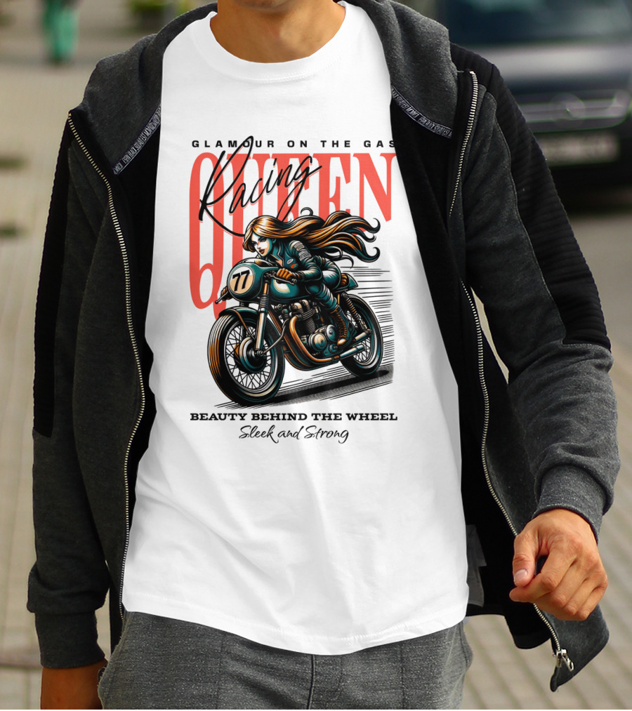 Glamour On The Gas Racing Queen Beauty Behind The Wheel Sleek And Strong T-Shirt