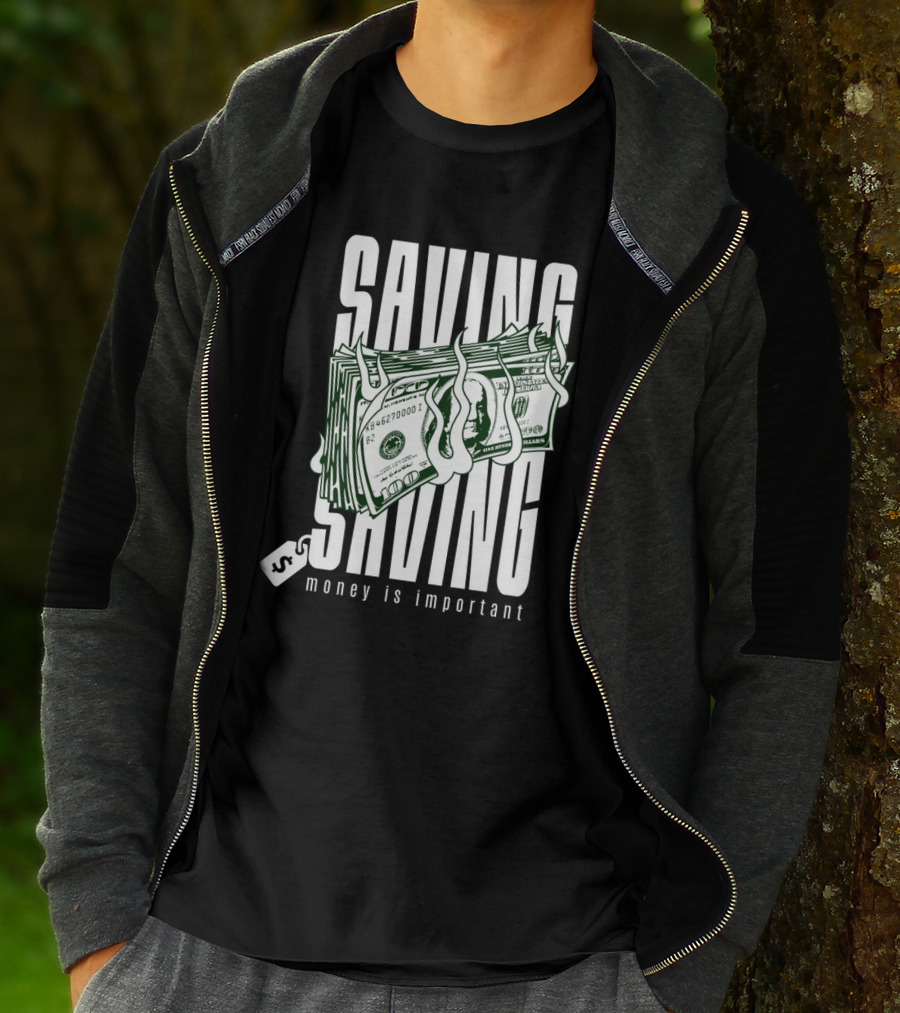 Saving Money Is Important Burning Dollar Stack T-Shirt