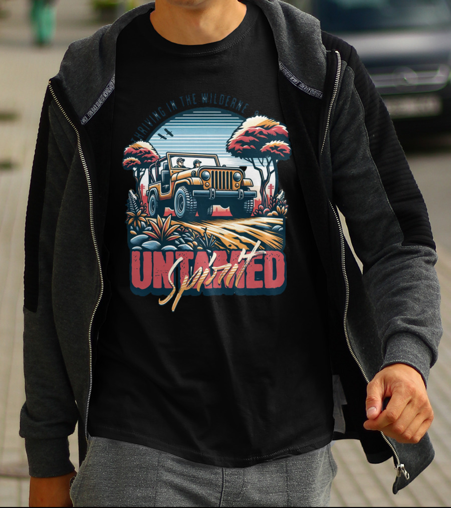 Riding In The Wilderness Untamed Spirit Adventure Jeep T-Shirt