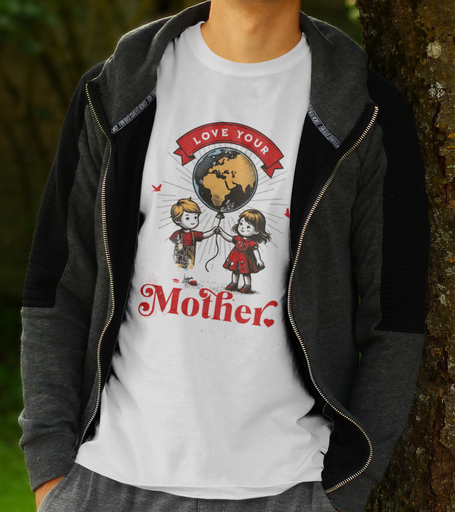 Love Your Mother Children With Planet Earth Earth Day Vintage T-Shirt