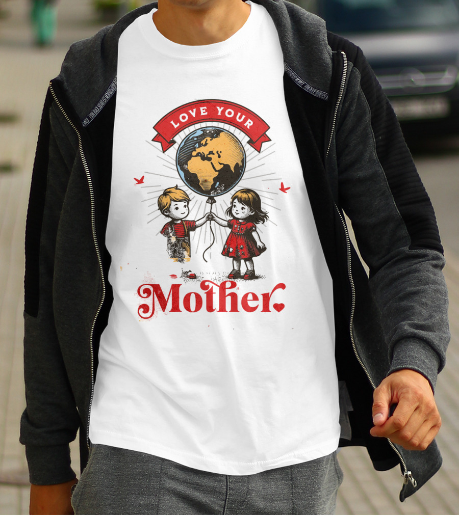 Love Your Mother Children With Planet Earth Earth Day Vintage T-Shirt