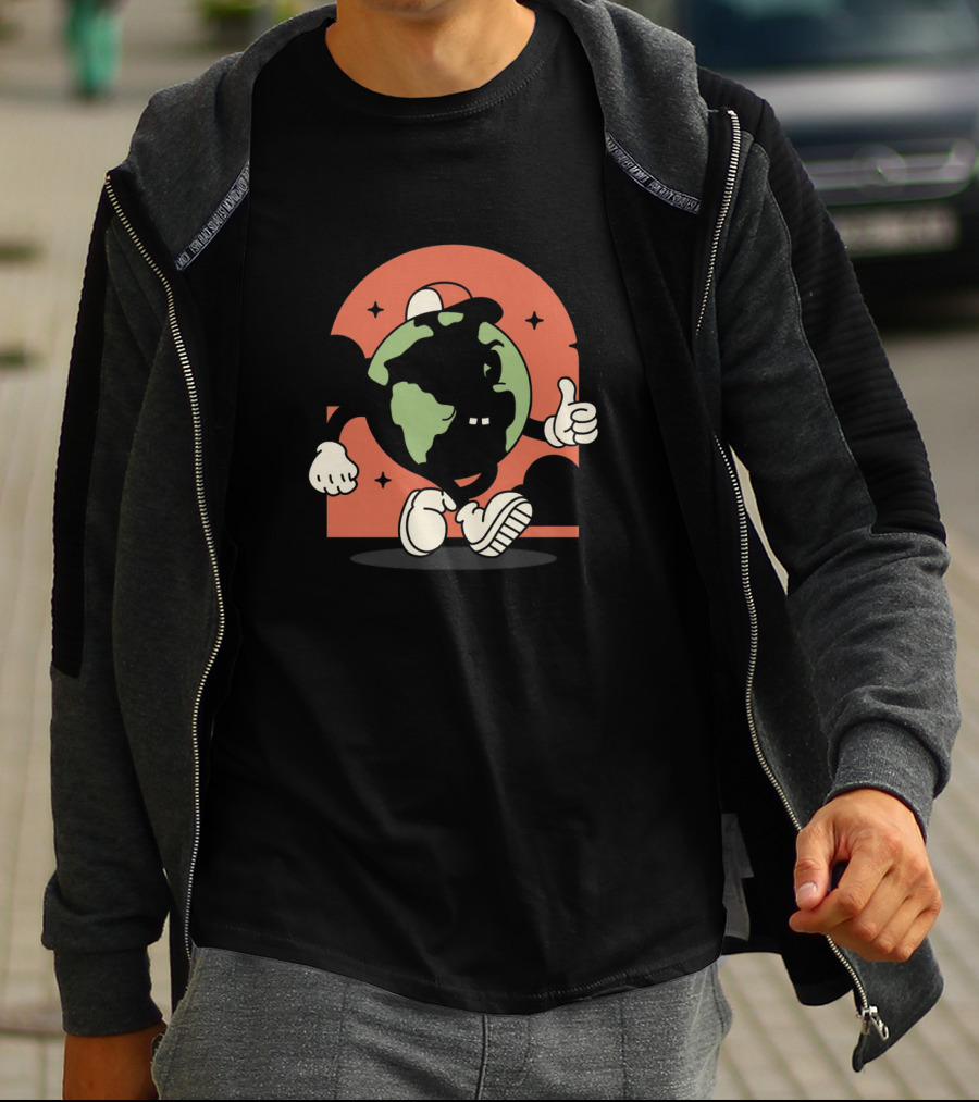 Good Morning World Smiling Earth Character Thumbs Up Classic T-Shirt
