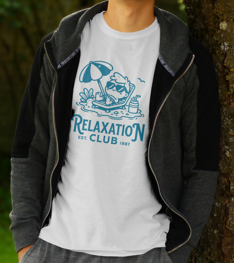 Relaxation Club Est. 1987 Sunglasses Lounge Chair Umbrella Drink T-Shirt