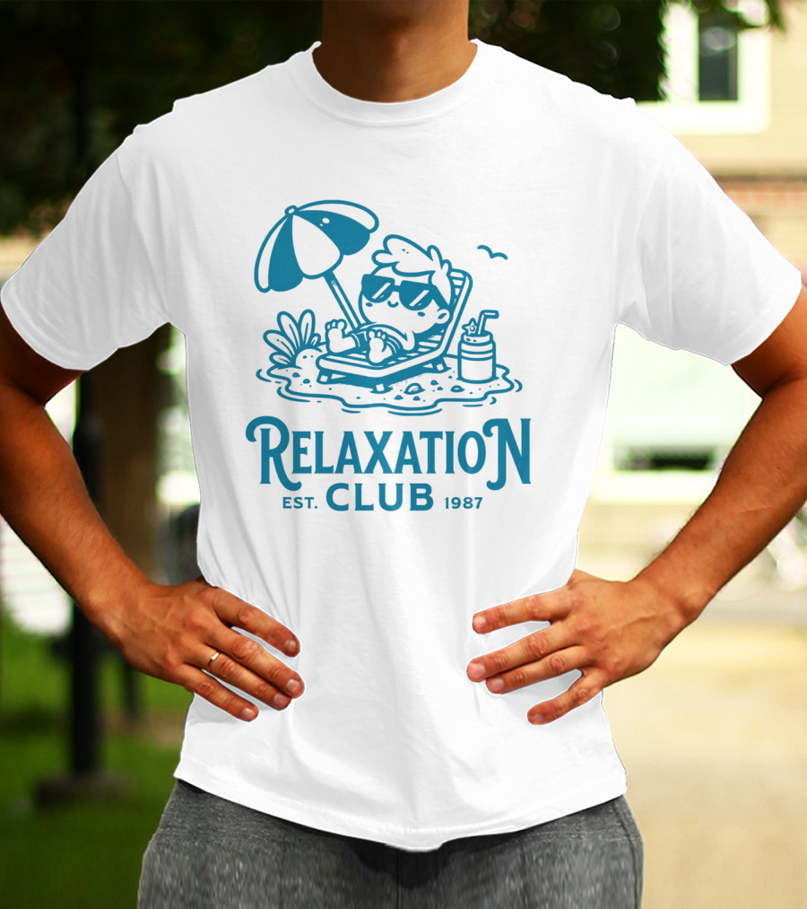 Relaxation Club Est. 1987 Sunglasses Lounge Chair Umbrella Drink T-Shirt