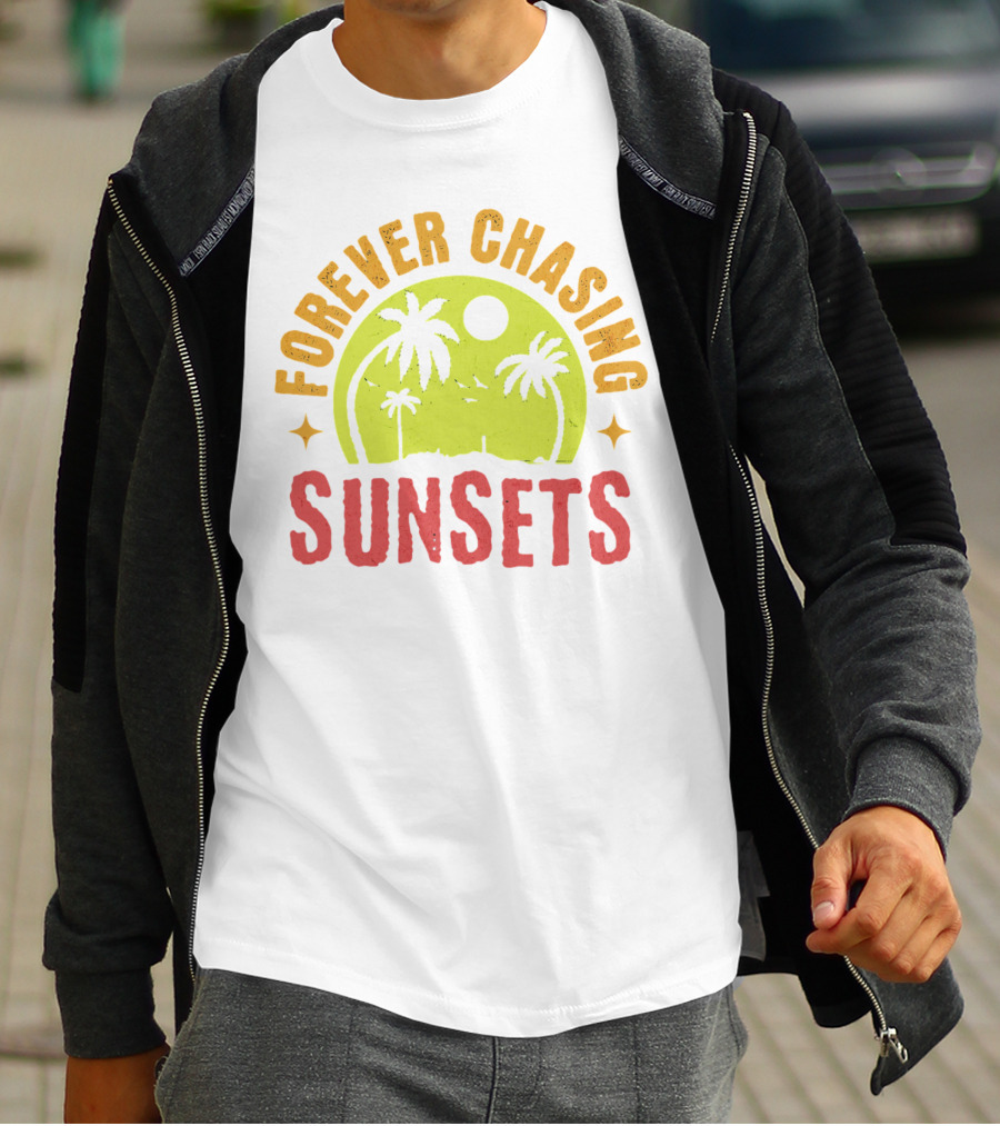 Forever Chasing Sunsets Retro Vintage Summer Vacation T-Shirt