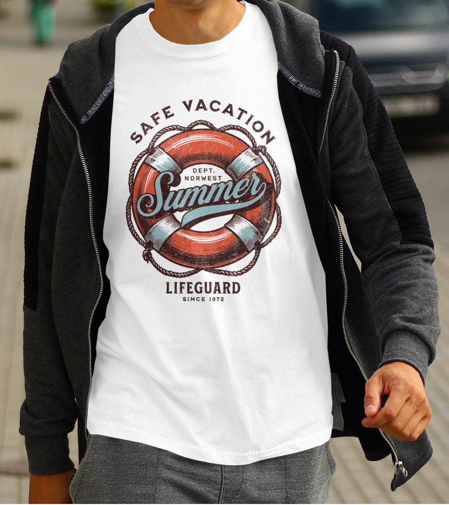 Safe Vacation Summer Dept Norwest Lifeguard Since 1972 T-Shirt