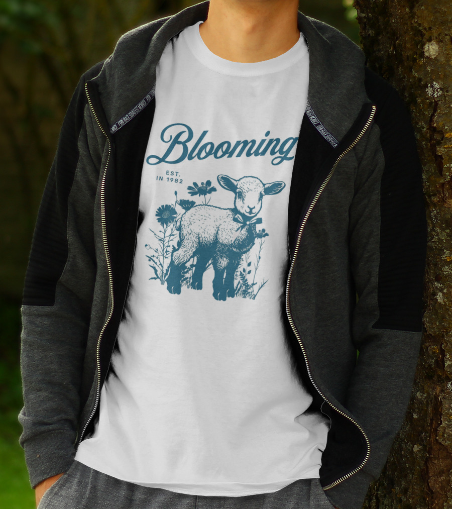 Blooming Vintage Style Est. In 1982 Lamb And Flowers T-Shirt