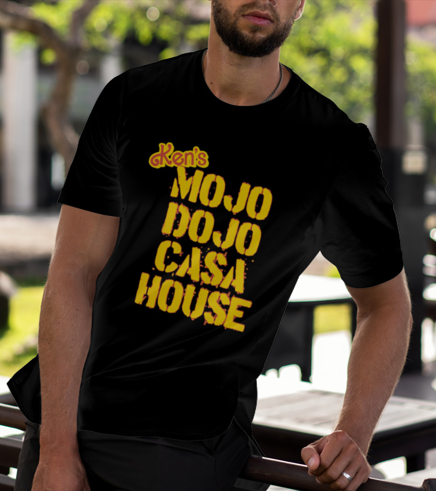 Ken's Mojo Dojo Casa House Yellow Grunge Text T-Shirt