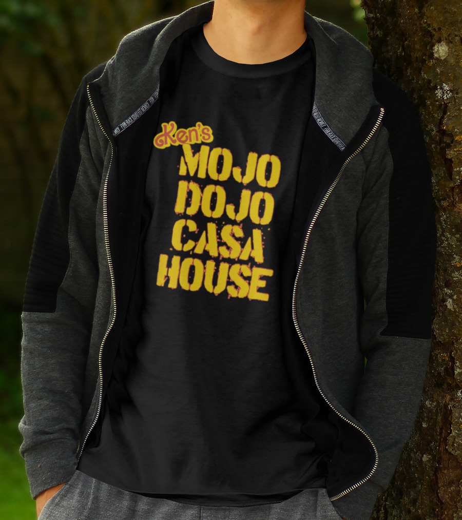Ken's Mojo Dojo Casa House Yellow Grunge Text T-Shirt