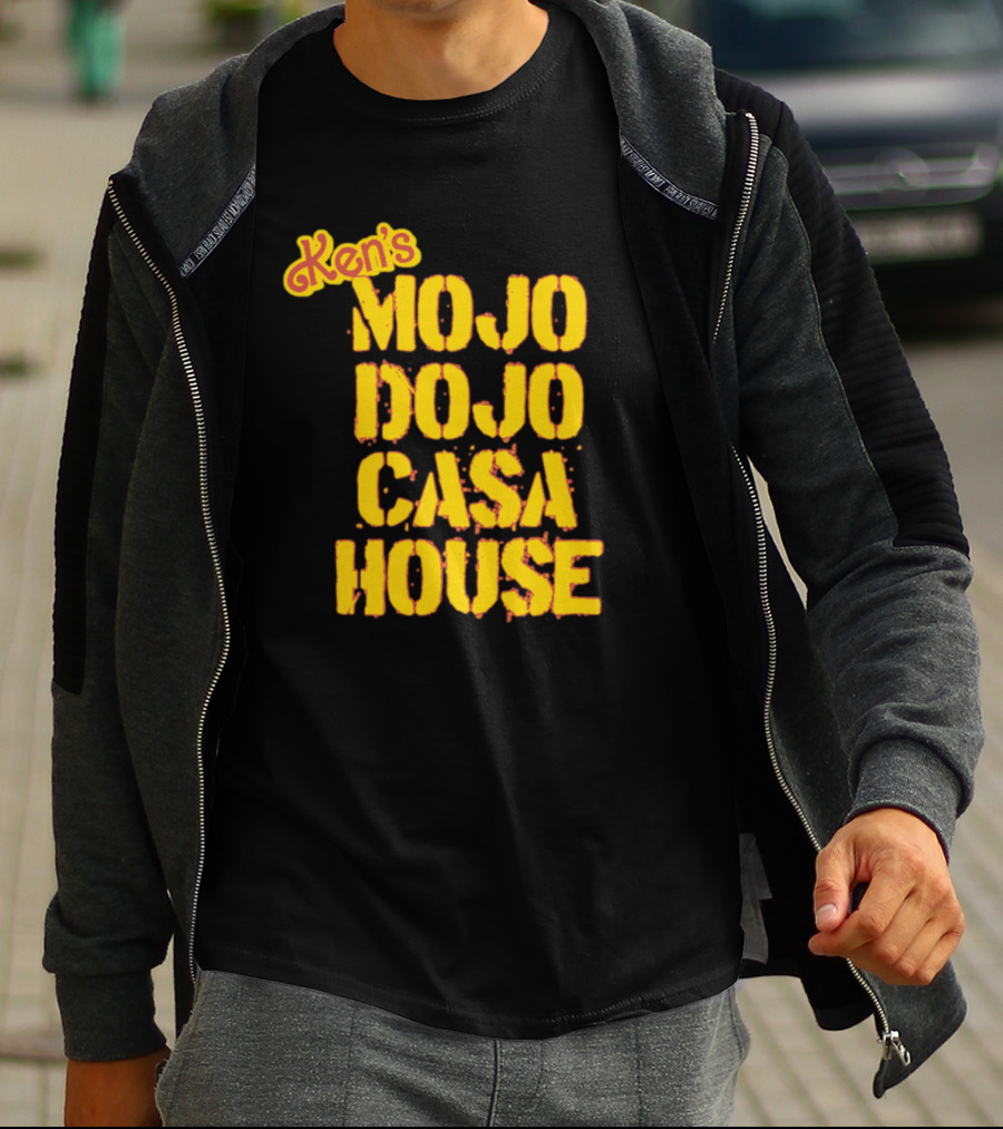 Ken's Mojo Dojo Casa House Yellow Grunge Text T-Shirt