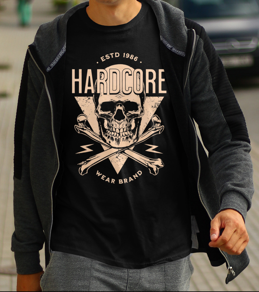 HARDCORE Skull ESTD 1986 Wear Brand T-Shirt