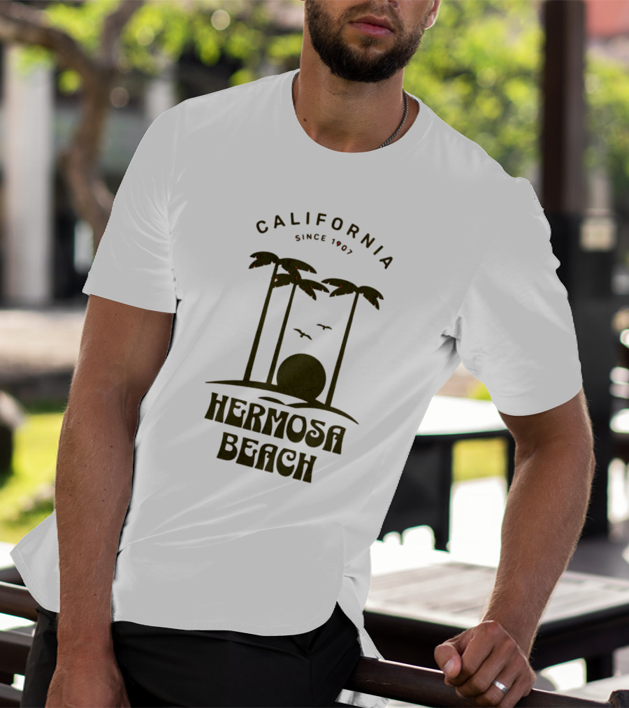Hermosa Beach California Since 1907 Palm Trees Sunset T-Shirt