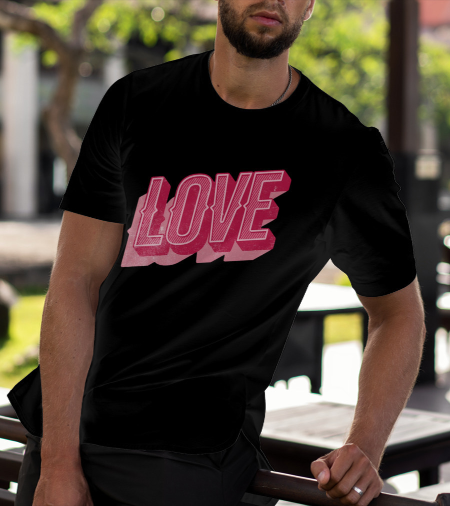 Retro Love Lettering Typography Valentines Day T-Shirt