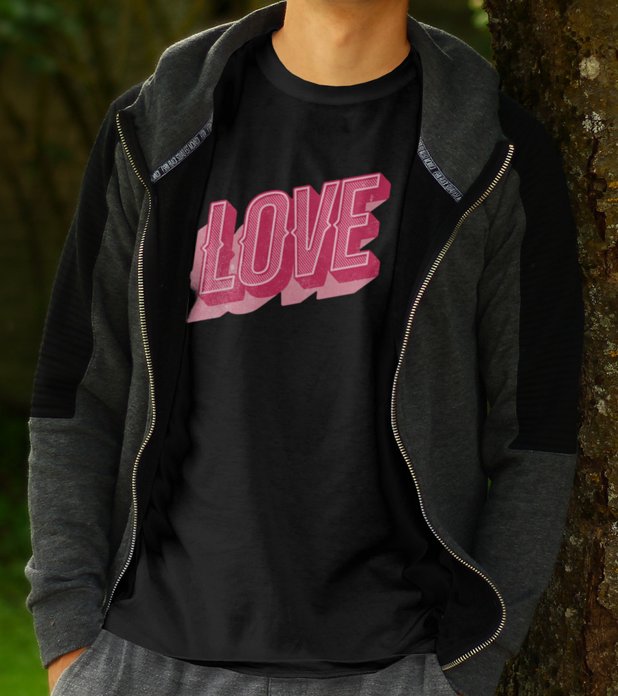 Retro Love Lettering Typography Valentines Day T-Shirt