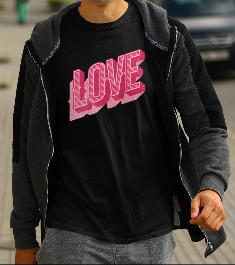 Retro Love Lettering Typography Valentines Day T-Shirt