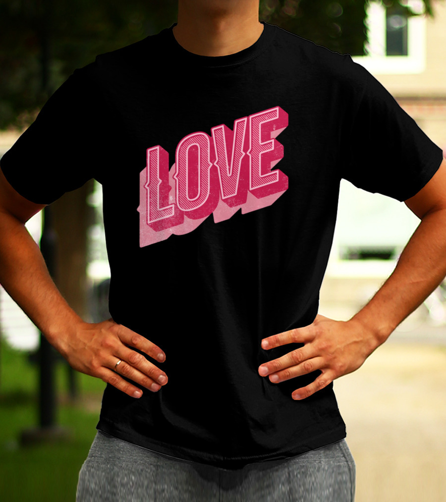 Retro Love Lettering Typography Valentines Day T-Shirt