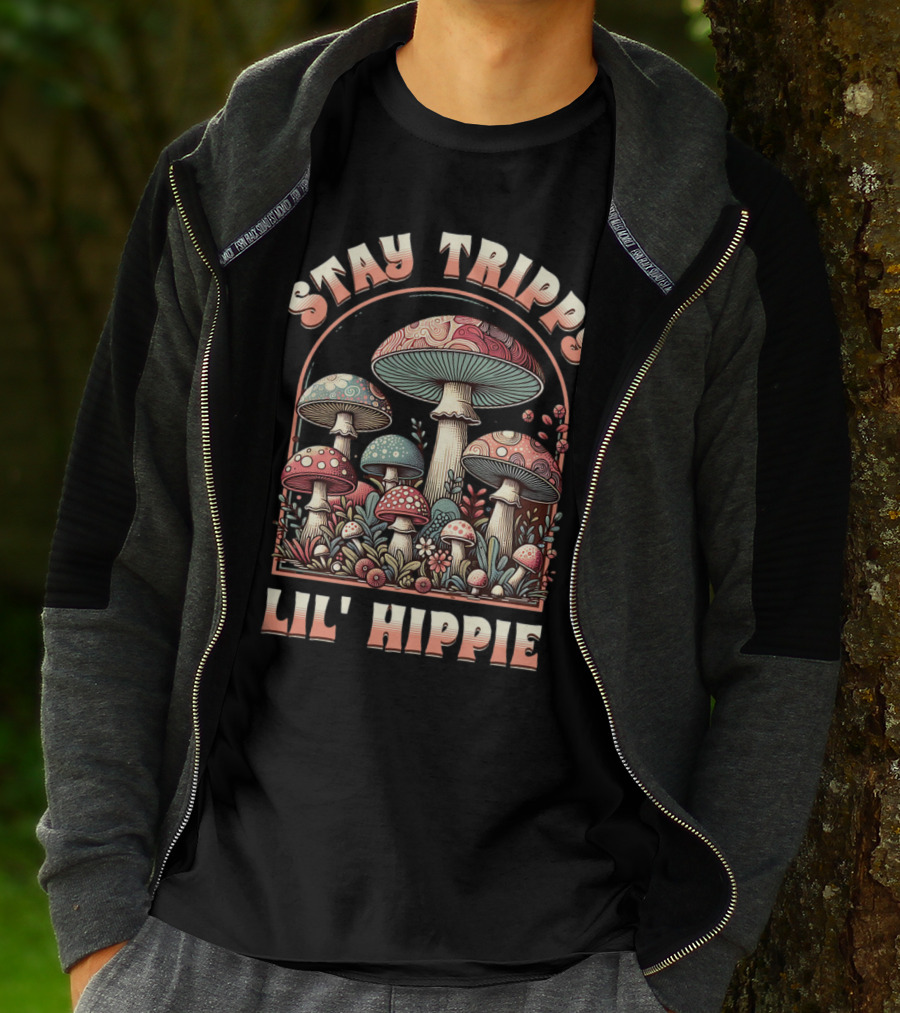 Stay Trippy Lil' Hippie Boho Groovy Mushroom T-Shirt