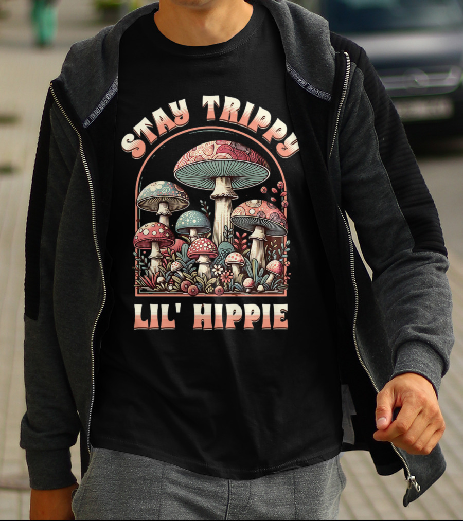 Stay Trippy Lil' Hippie Boho Groovy Mushroom T-Shirt