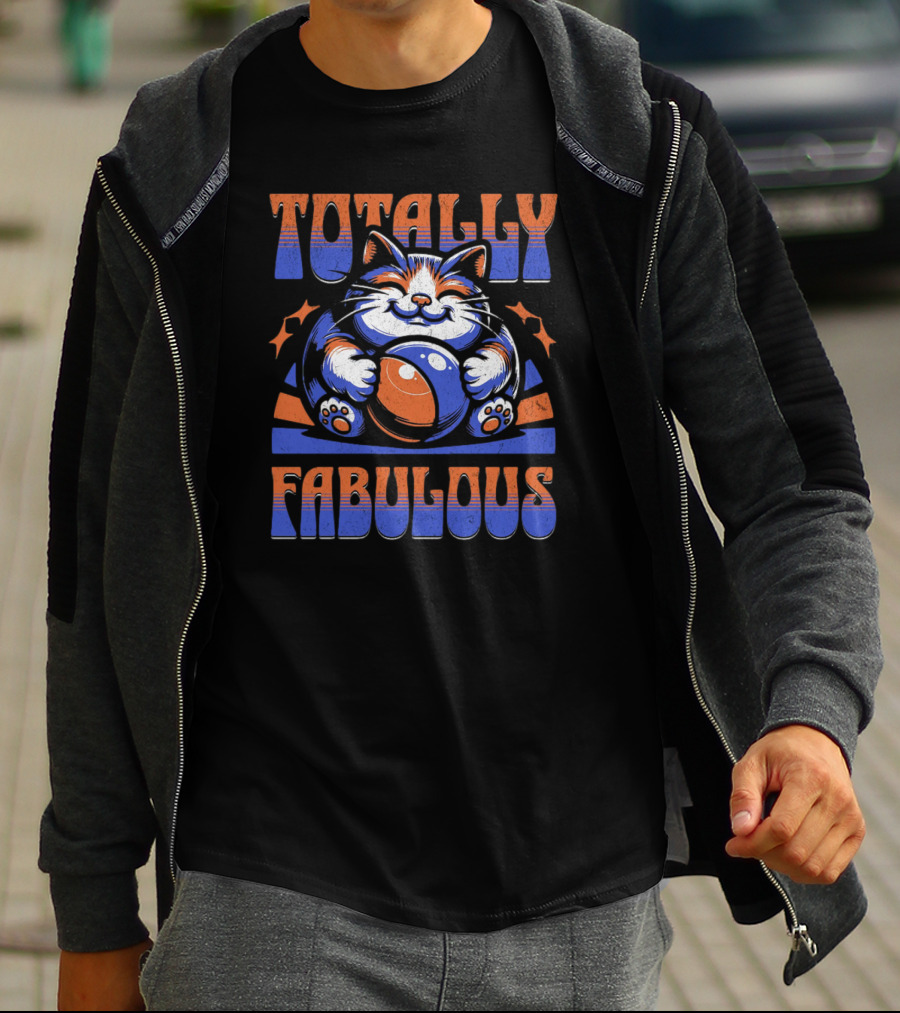 Totally Fabulous Cat With Beach Ball And Stars T-Shirt