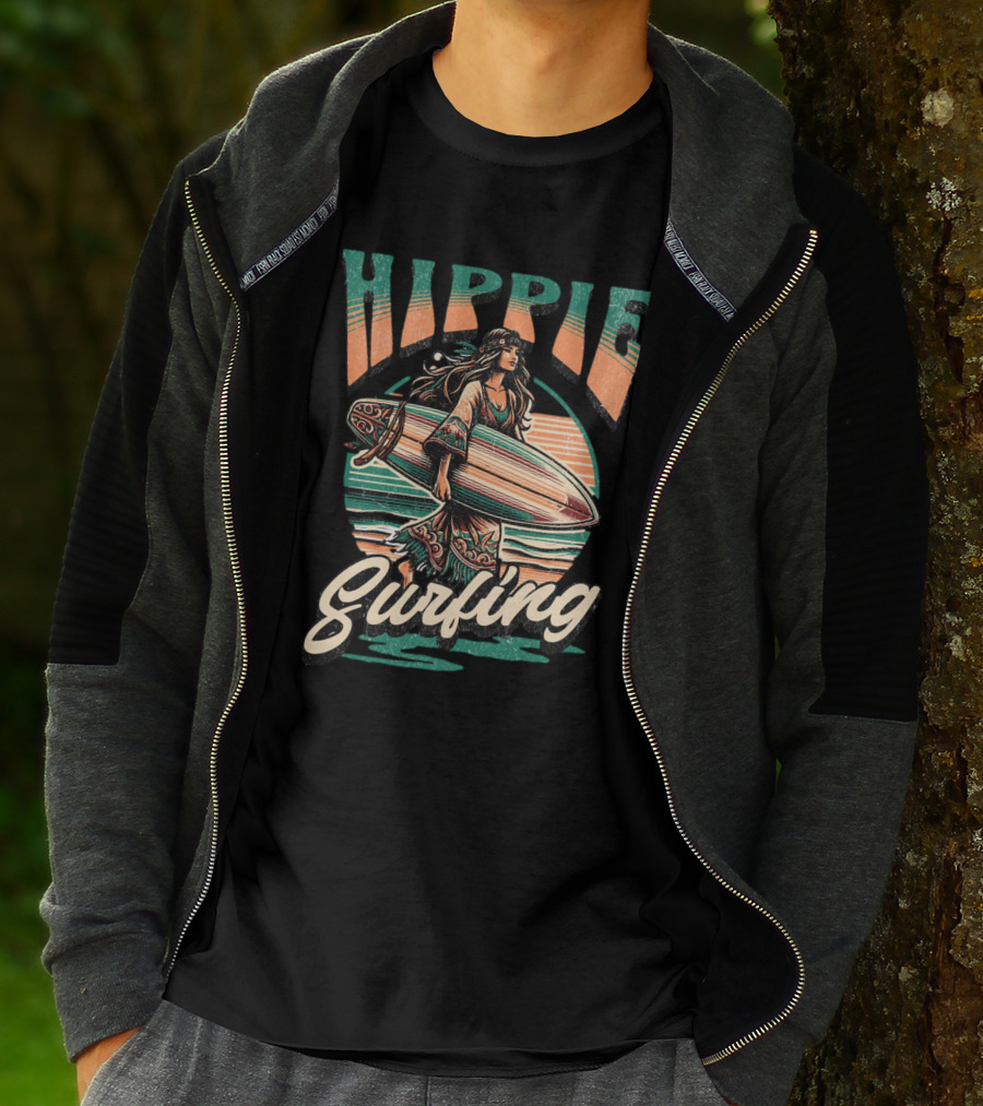 Hippie Surfing Retro Wave Sunset Vibes T-Shirt