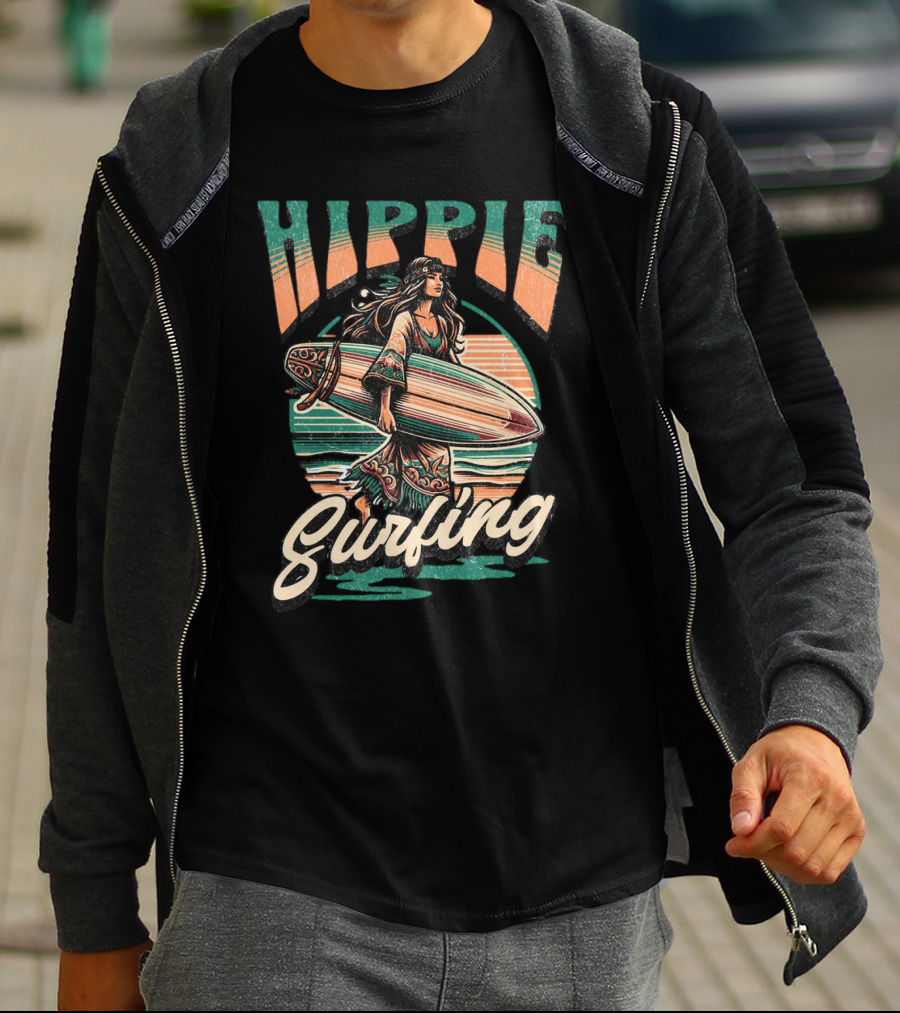 Hippie Surfing Retro Wave Sunset Vibes T-Shirt