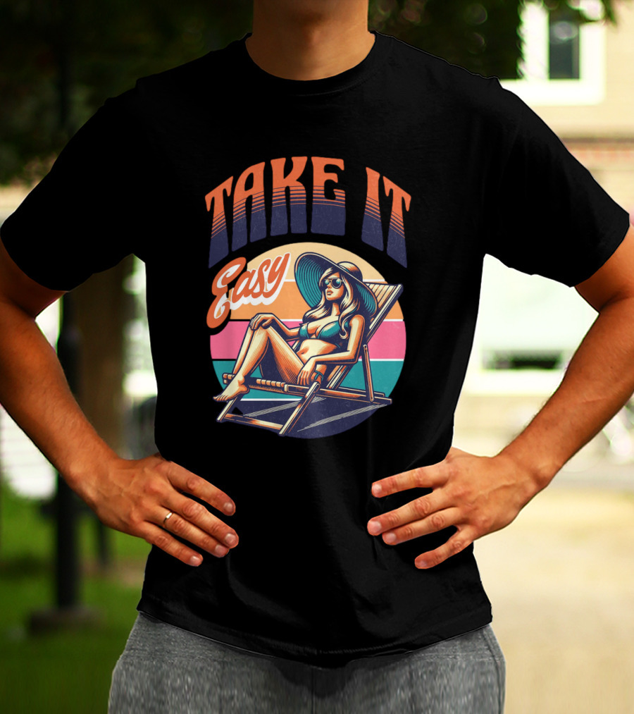 Take It Easy Summer Beach Retro Sunbathing Vibes T-Shirt