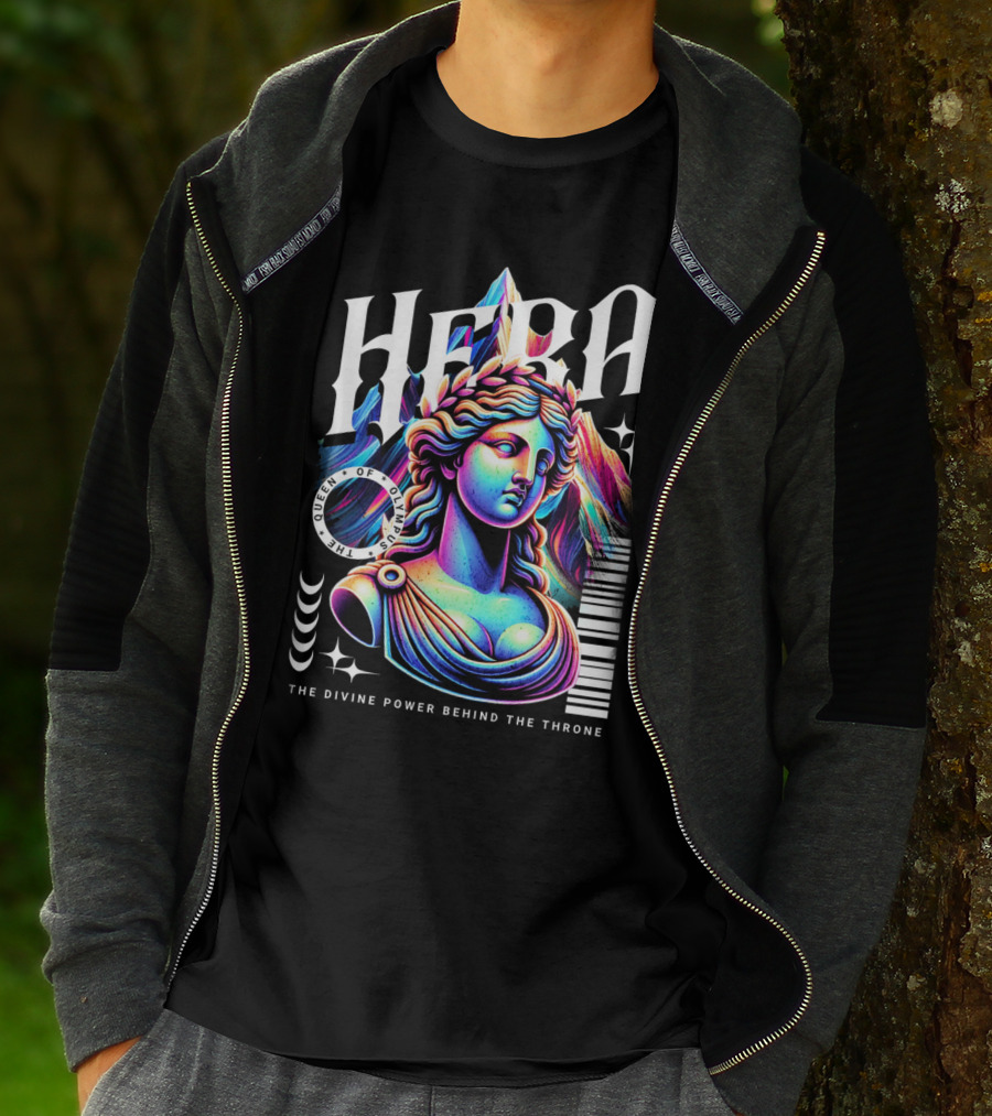 Hera Queen Of Olympus Neon Y2K The Divine Power Behind The Throne T-Shirt