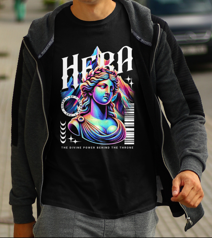 Hera Queen Of Olympus Neon Y2K The Divine Power Behind The Throne T-Shirt