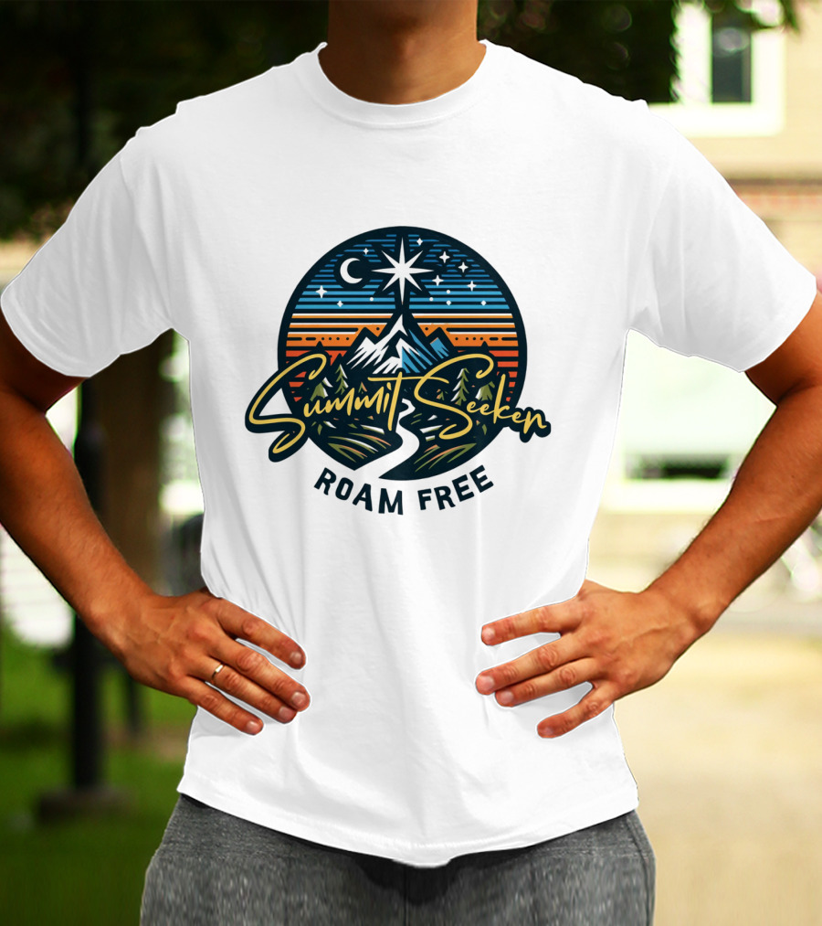 Summit Seeker Roam Free Mountain Adventure Night Sky T-Shirt