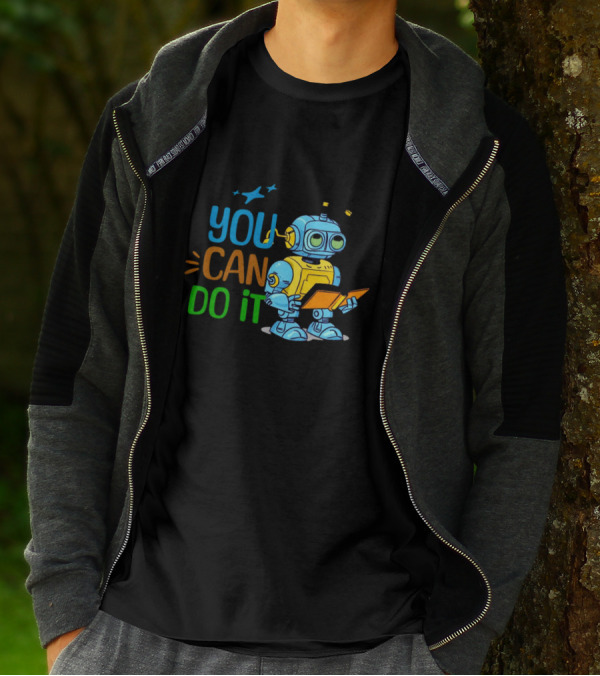You Can Do It Robot Reading Motivation T-Shirt