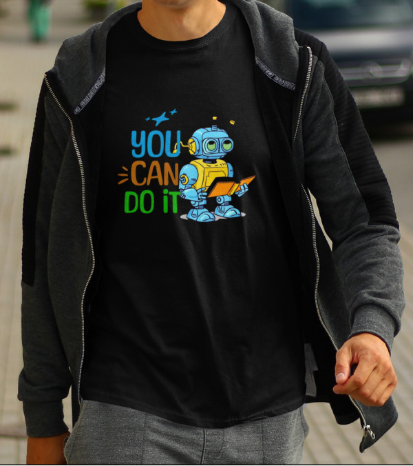 You Can Do It Robot Reading Motivation T-Shirt