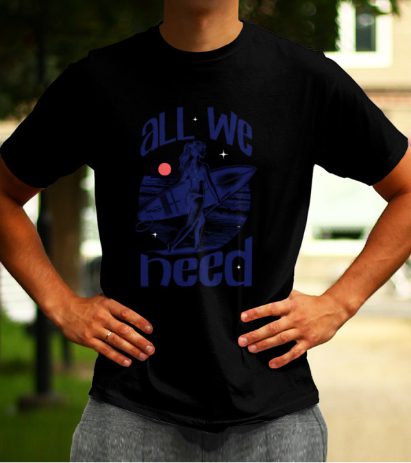 All We Need Surfer Moonlit Beach Vintage T-Shirt
