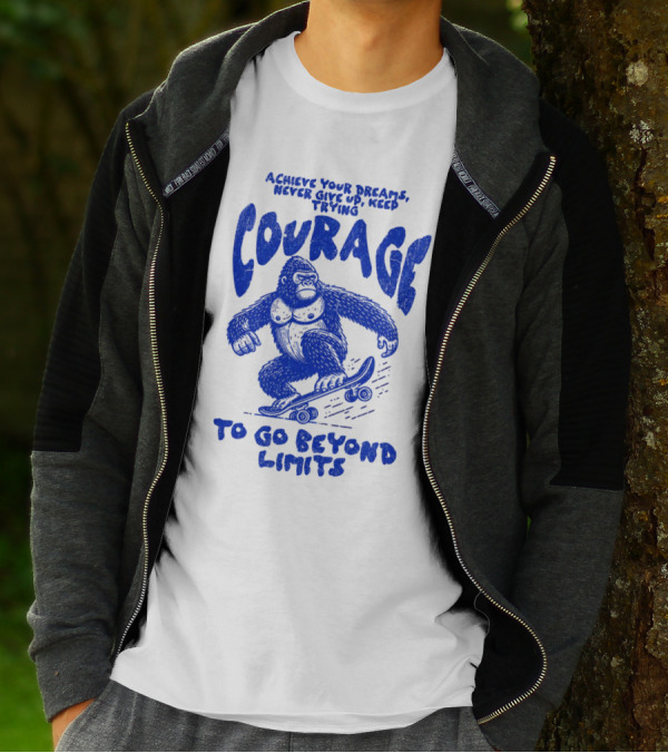 Achieve Your Dreams Courage Skateboarding Gorilla To Go Beyond Limits T-Shirt