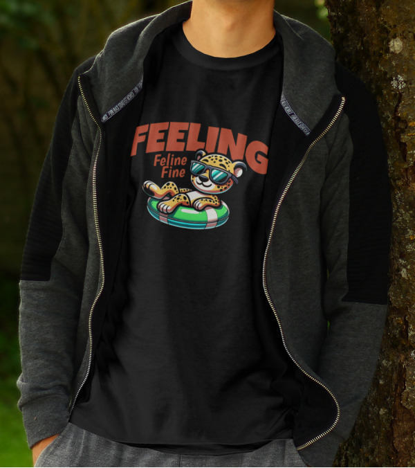 Feeling Feline Fine Leopard With Sunglasses On Pool Float T-Shirt