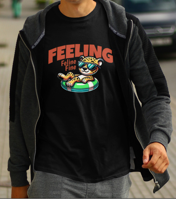 Feeling Feline Fine Leopard With Sunglasses On Pool Float T-Shirt
