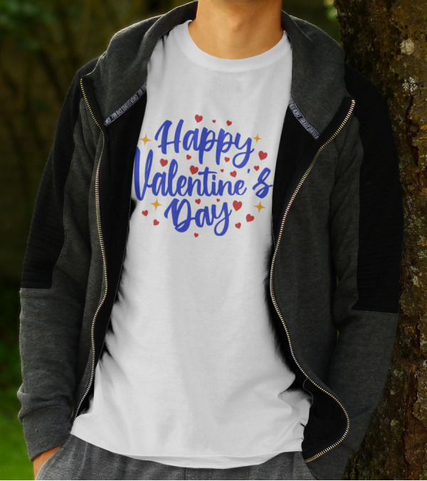 Happy Valentine's Day With Bright Hearts And Stars T-Shirt
