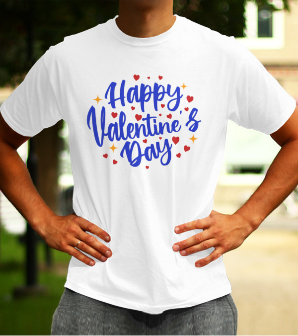 Happy Valentine's Day With Bright Hearts And Stars T-Shirt