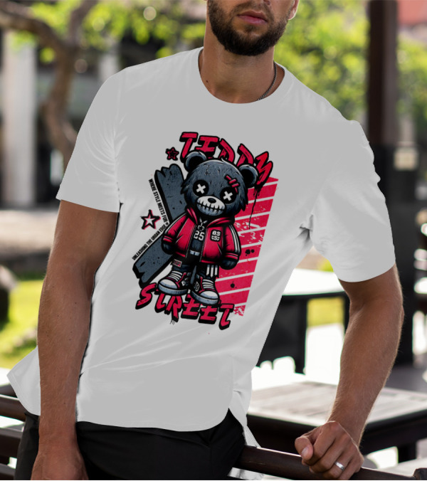 Teddy Street 85 Haunted Teddy Bea With Grunge Style Elements T-Shirt