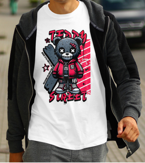 Teddy Street 85 Haunted Teddy Bea With Grunge Style Elements T-Shirt