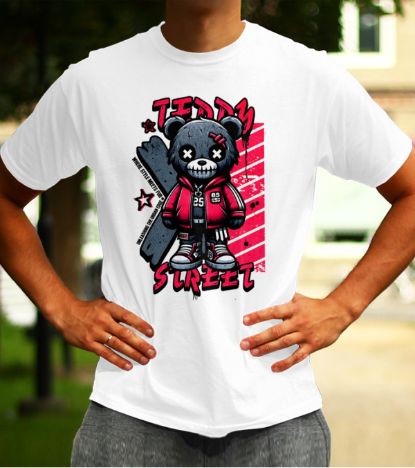 Teddy Street 85 Haunted Teddy Bea With Grunge Style Elements T-Shirt